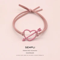 sempli alloy heart elastic hair rubber bands accessories gum for women tie hair ring rope girls ponytail holder scrunchies pack