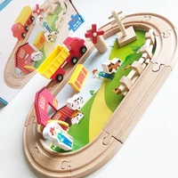 wooden track train set toys for kids railway car model building suit track cars boy gift early educational children diy toy