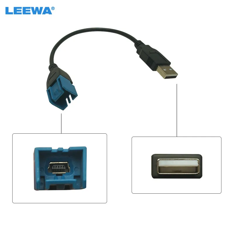 LEEWA Car Audio Input Media Data Wire 2.0 USB To Mini USB Port Cable Adapter For Nissan Ford Series USB AUX Transfer #CA7069