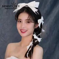 himstory french whitered bowknot detachable headband bridal hair accessories sweet wedding headdress hairwear