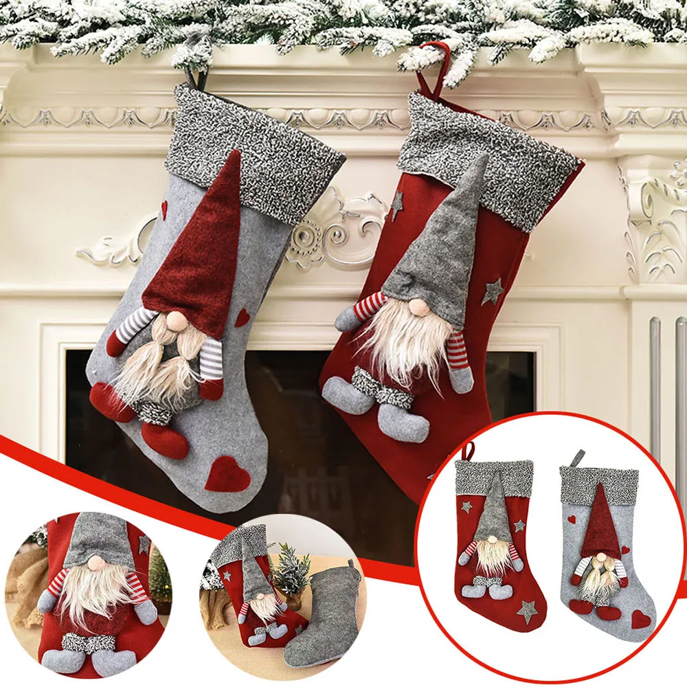 

New Year 2021 Gifts Bag Christmas Stocking Decor for Home Socks Christmas Tree Decorative DIY Supplies Christmas Gift Bags