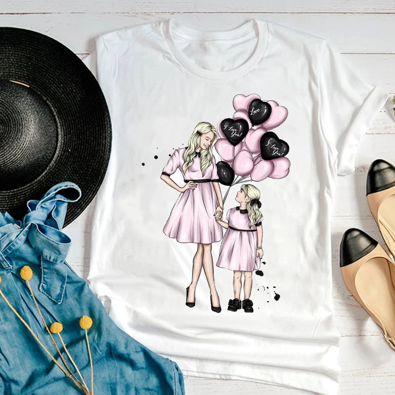 

Women Graphic Cartoon Sweet Love Fashion Casual Mom Mother Mama Summer 90s Print Female Clothes Tops Tees Tshirt T-Shirt