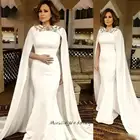 Элегантные платья-русалки для выпускного из Дубая с накидкой 2021, арабское вечернее платье-кафтан, Официальные Вечерние платья с золотыми блестками, размера плюс