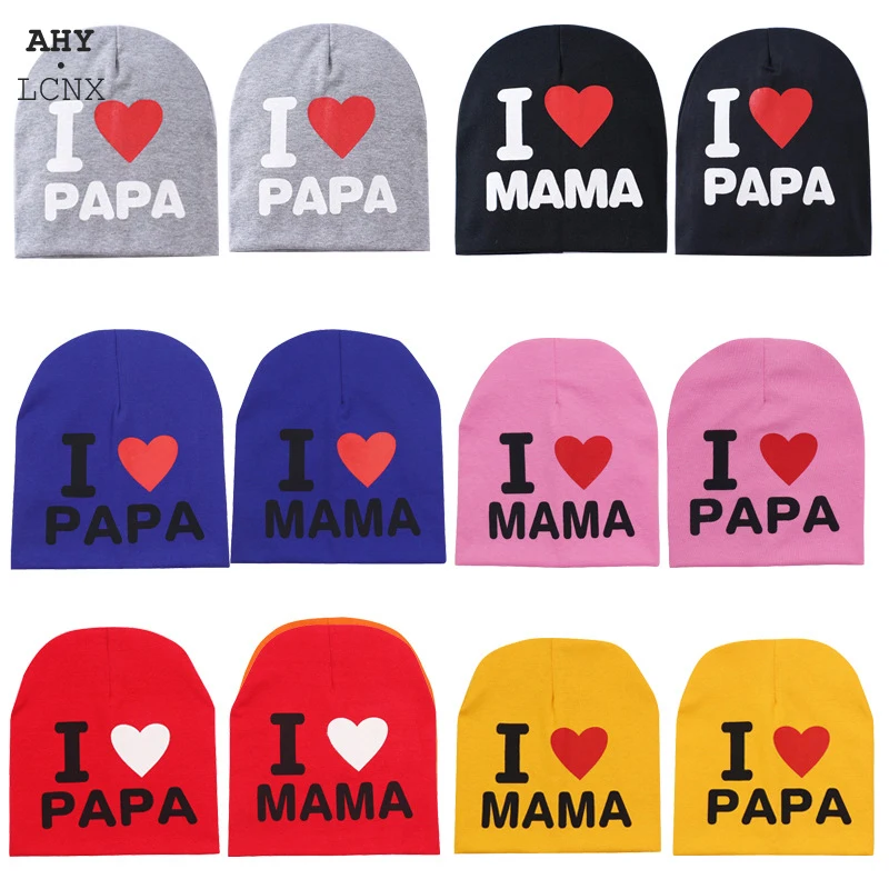 Шапки для новорожденных детские шапки с надписью Love PAPA MAMA на весну осень зиму