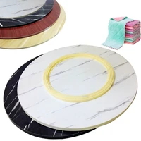 hq me01 50 120cm diameter marble effect wood panel lazy susan turntable dining table swivel plate round wood table 6 colors