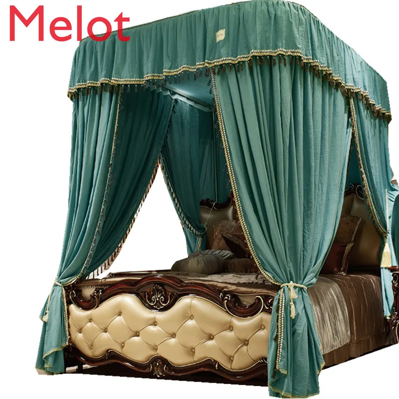 

High-End Luxury Rail Type Bed Curtain Home Floor Shading Bedroom Bed Curtain Thickened European Style Bed Curtain