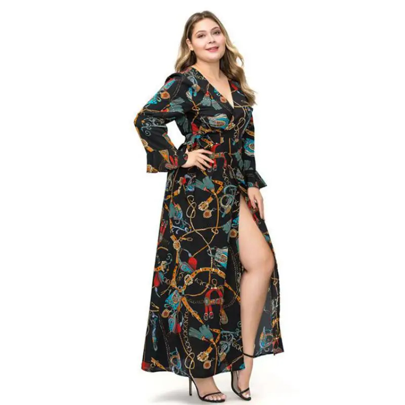 

2021 Plus Size 3XL-6XL Women Print Long Dress