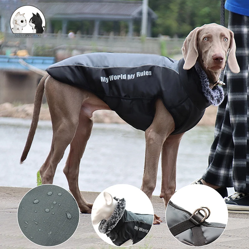 

Hot Large Pet Dog Jacket Reflective Warm Dog Clothes Removable Leash Waterproof Big Dog Outfits Windproof Walk The Dog Jacket