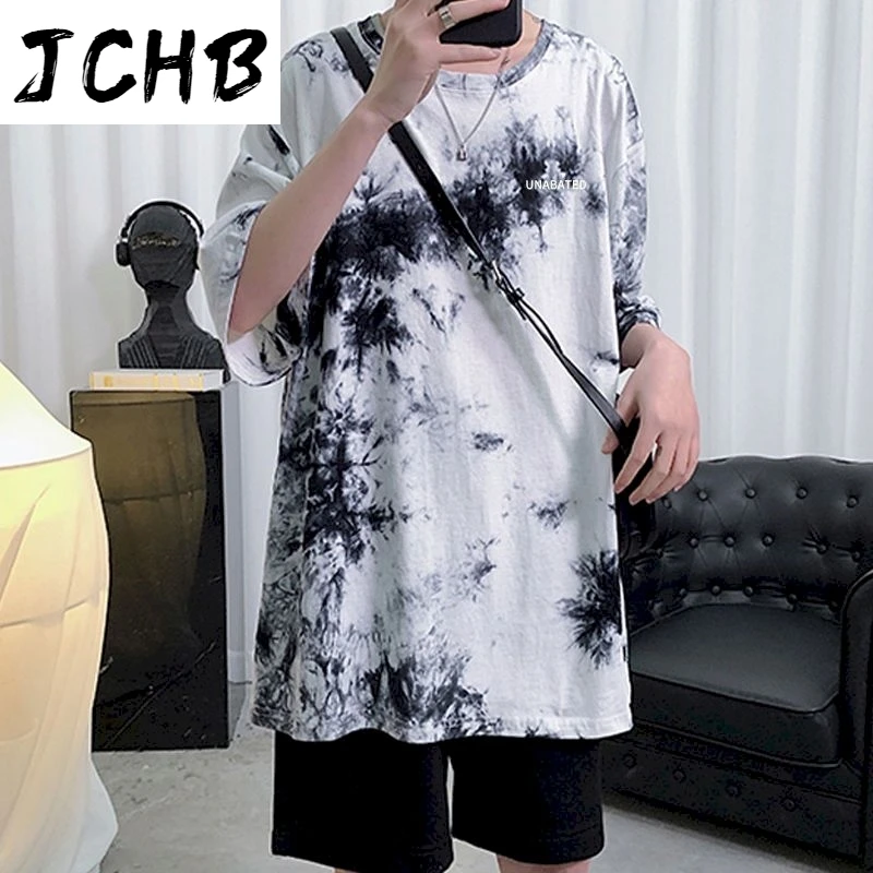 

2021 Nicemix Cotton Tie-dyed t Shirt Men's Fashion Printing Casual Short-sleeved t Shirt Men Streetwear Loose Hip Hop Tshirt Men