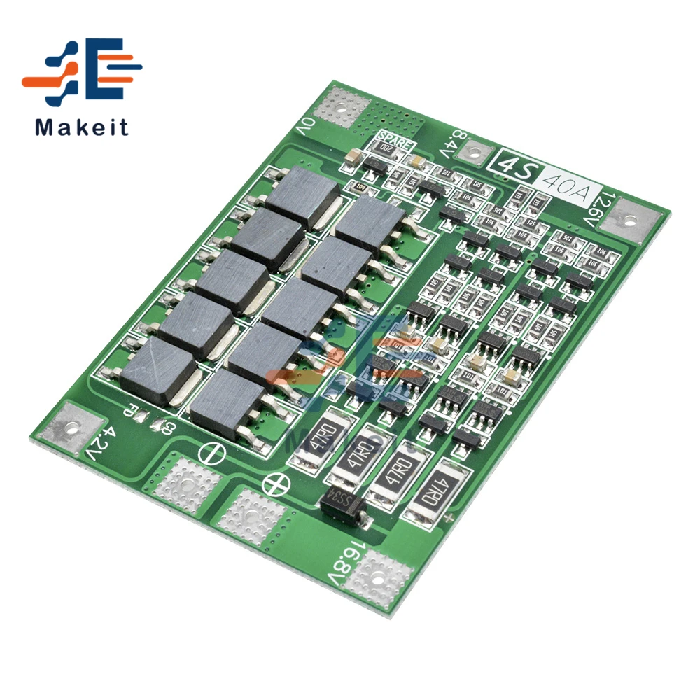 Защитная балансировочная Плата smart BMS 3S 4S 40 А 60 12 В 48 18650 для литий-ионных литиевых