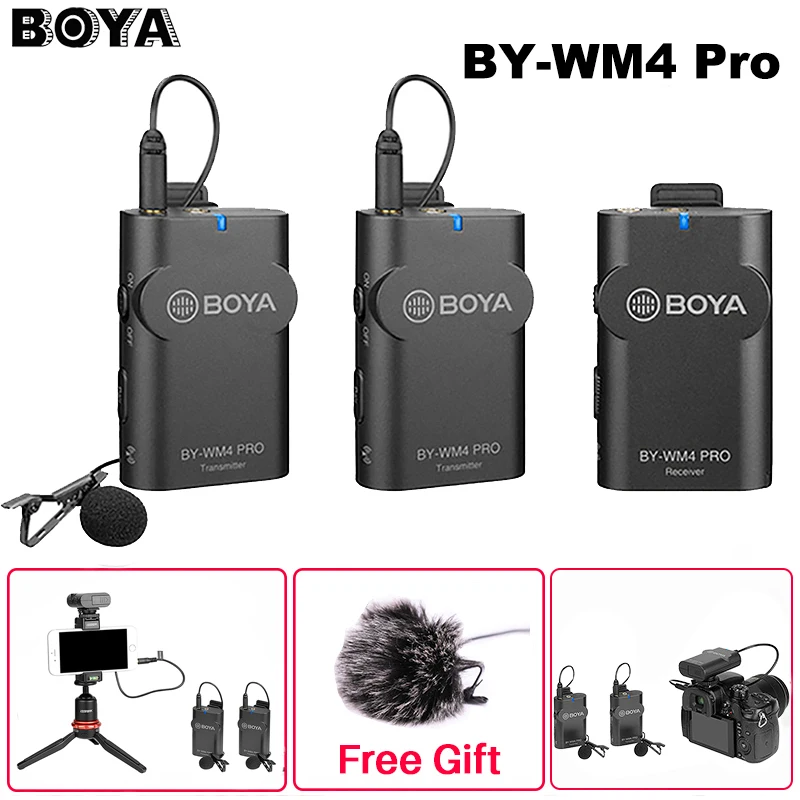 Boya BY WM4 Pro K1/K2 двухканальный 2 4G беспроводной Студийный конденсаторный микрофон