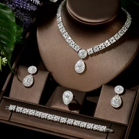 hibride exclusive dubai white color jewellery luxury cubic zirconia necklace earring bracelet party jewelry set for women n 1478