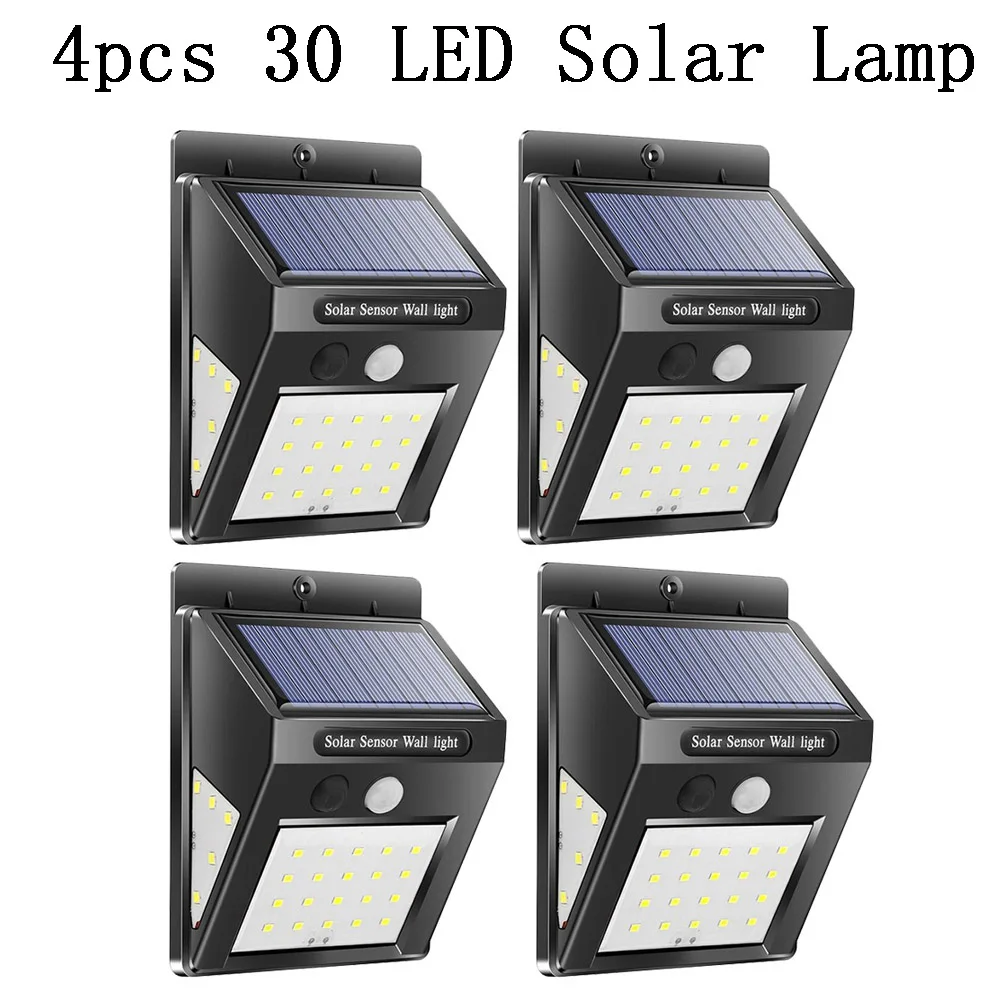 4pcs 30 LED 30/40 светодиодный солнечный Мощность лампа движения PIR Сенсор 1/2/4 шт. светодиодный настенный светильник на открытом воздухе Водонепроницаемый энергосберегающие сад лампа безопасности - Испускаемый цвет: 4pcs 30 LED