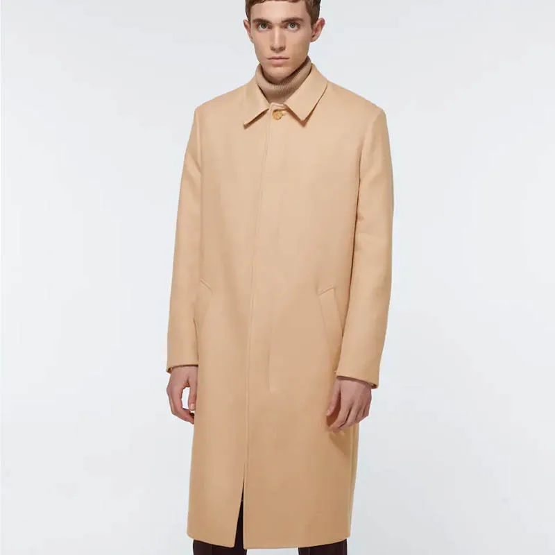 Пальто мужское длинное кашемировое до колен модная утепленная шерстяная