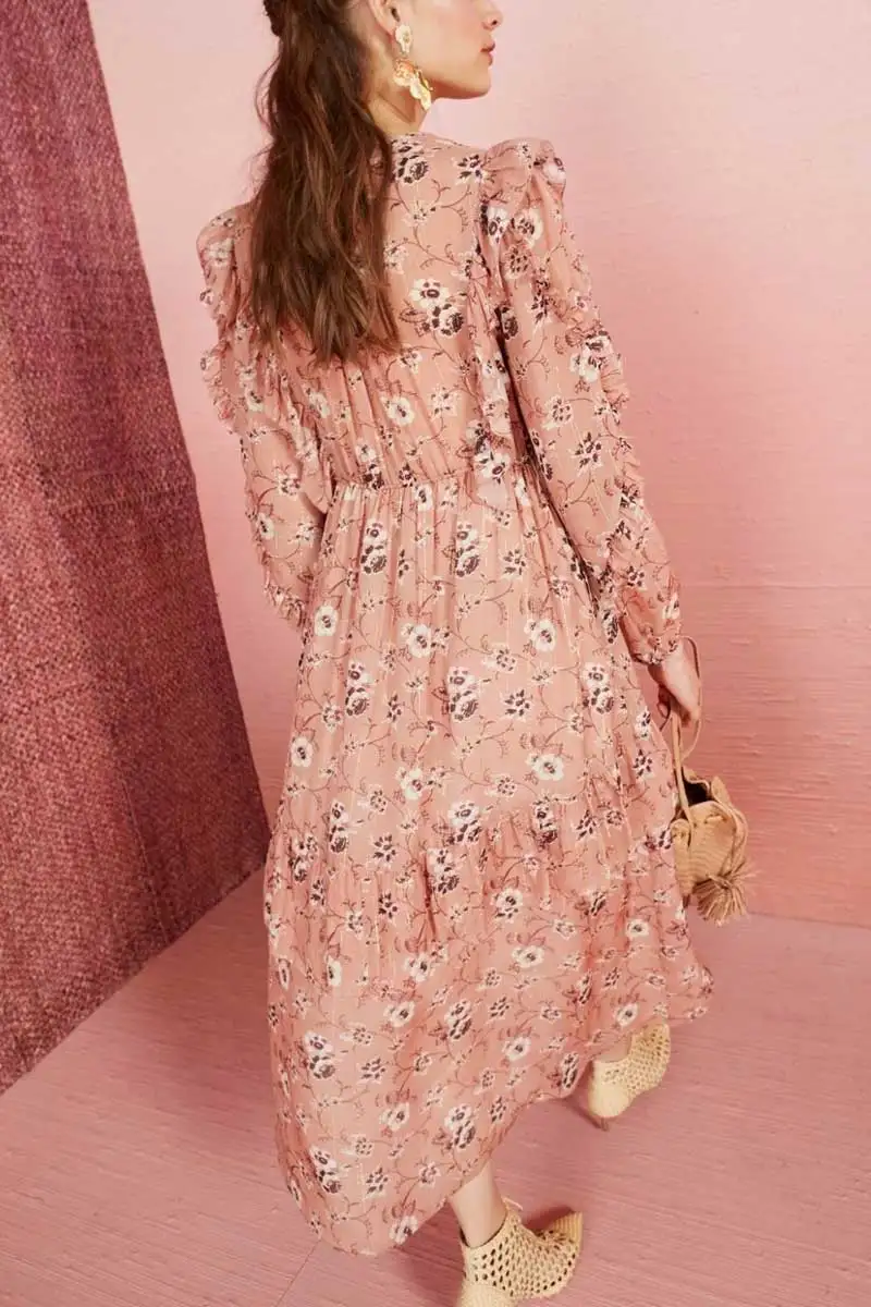 Женское платье с длинным рукавом богемный Вдохновленный цветочным принтом |