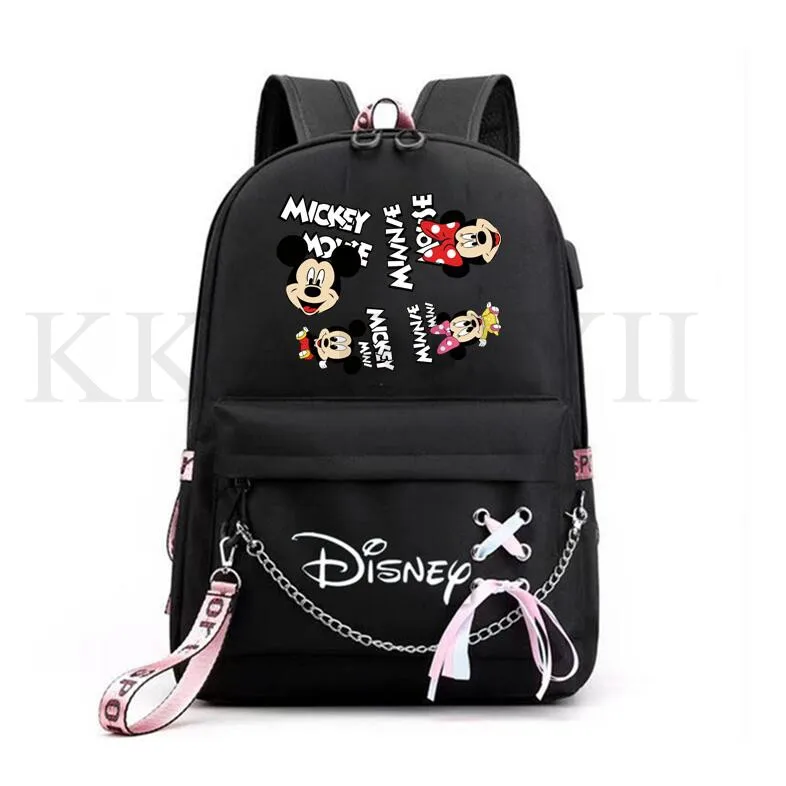 Милая сумка с Микки Маусом вместительный рюкзак на молнии USB-зарядкой женские