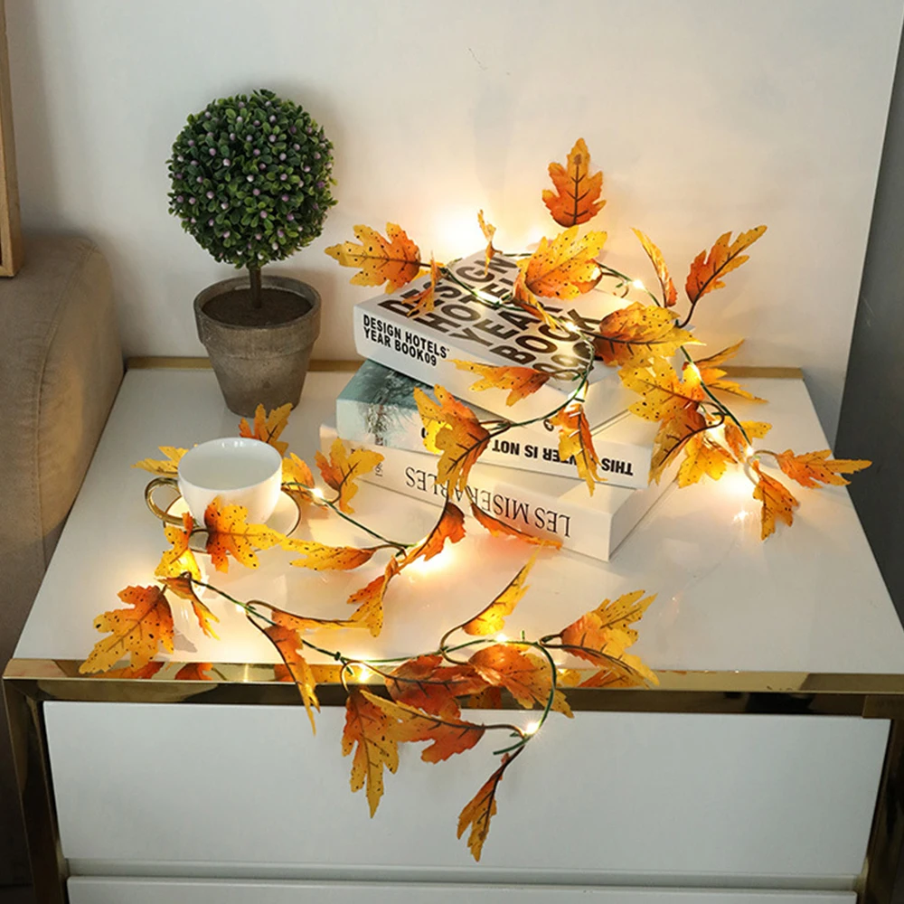 

LED String Light Maple Leaf Fairy Light Warm White Garland Home Halloween Wedding Party Decoration Powered By Battery 2m 20 LEDs