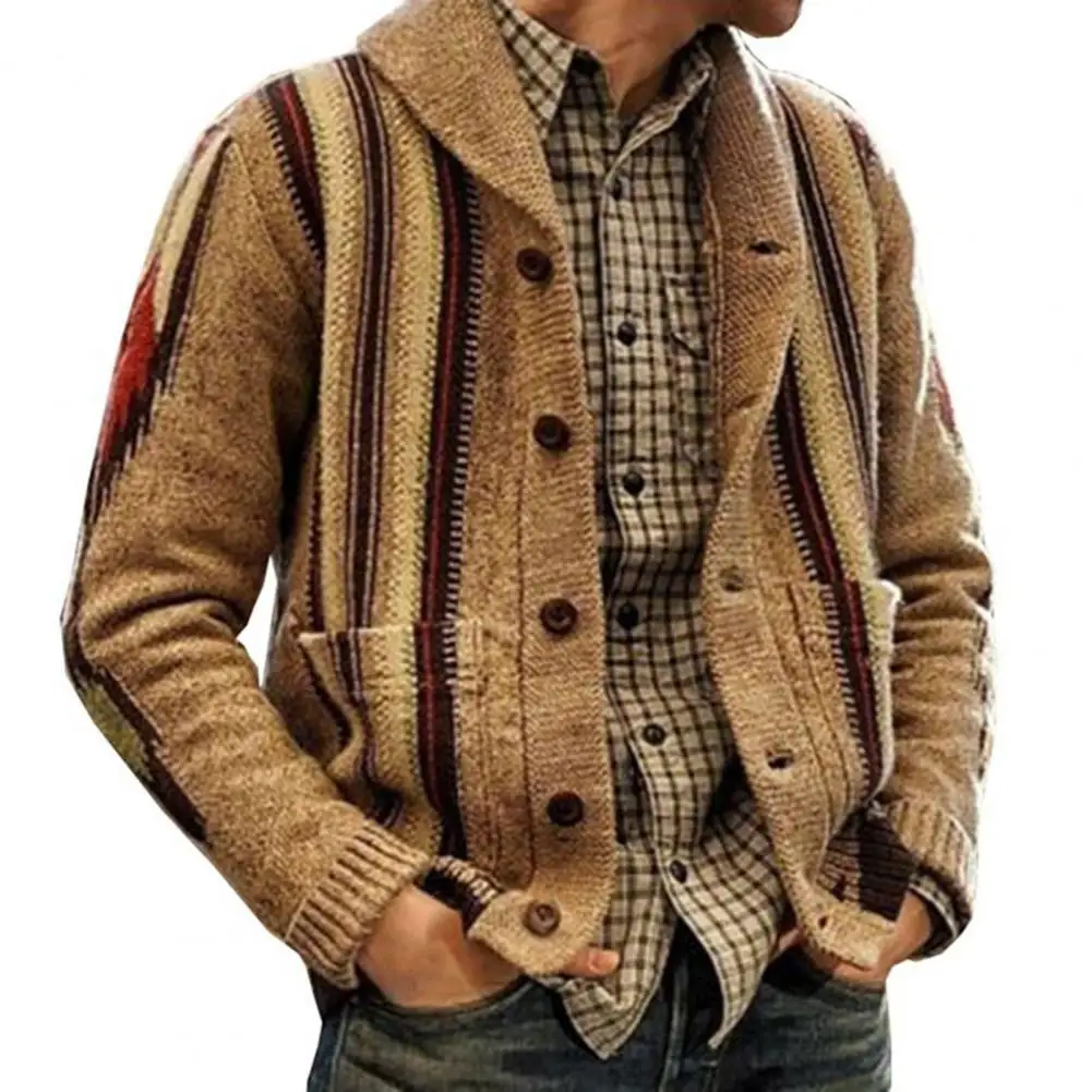 

2021 Winter Jacket Men Anti-shrink Vintage Coat Woolen Yarn Casual Print Pockets Men Jacket Fashion Outwear Top