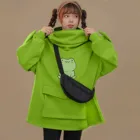 Женский пуловер с капюшоном, повседневный свитшот с длинным рукавом и капюшоном, в стиле Харадзюку