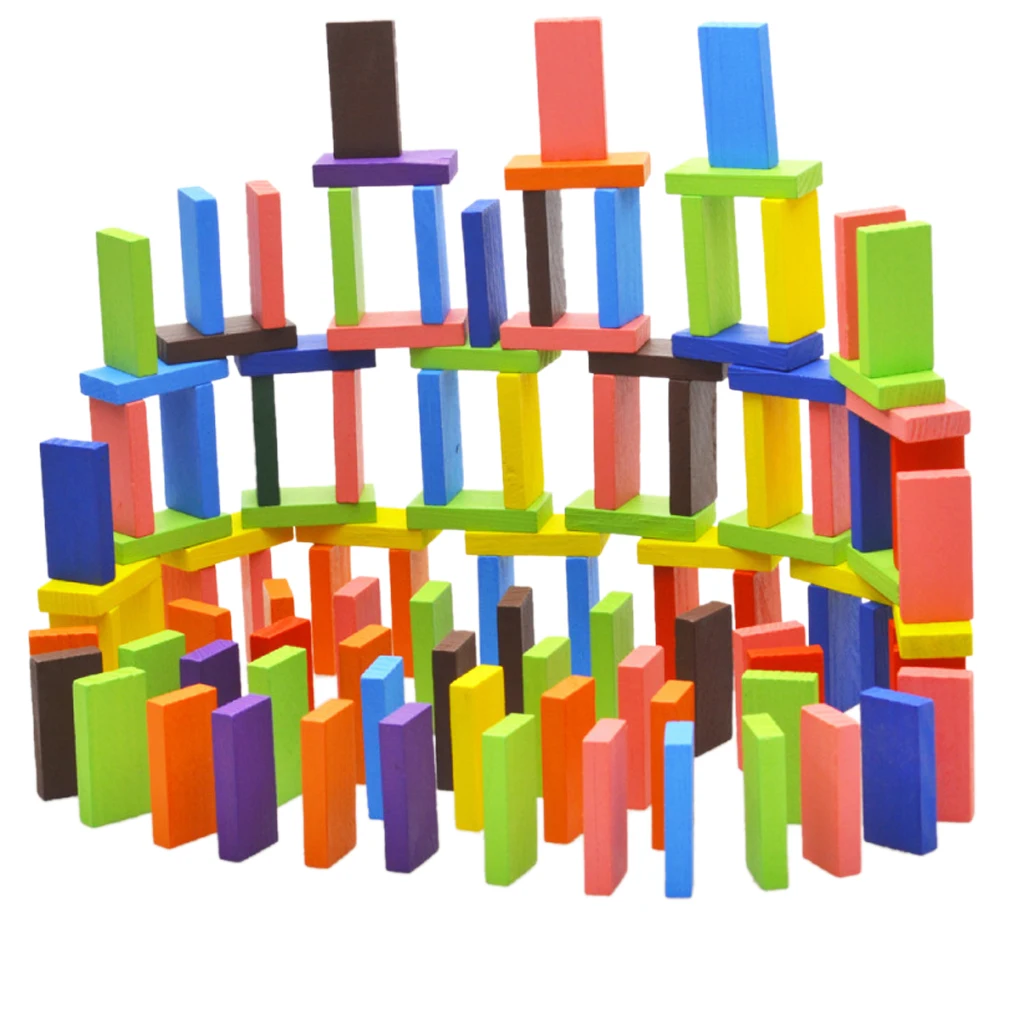 

Kid's Wooden Set - 120PCS 10-Color Building Blocks Racing Tile Games