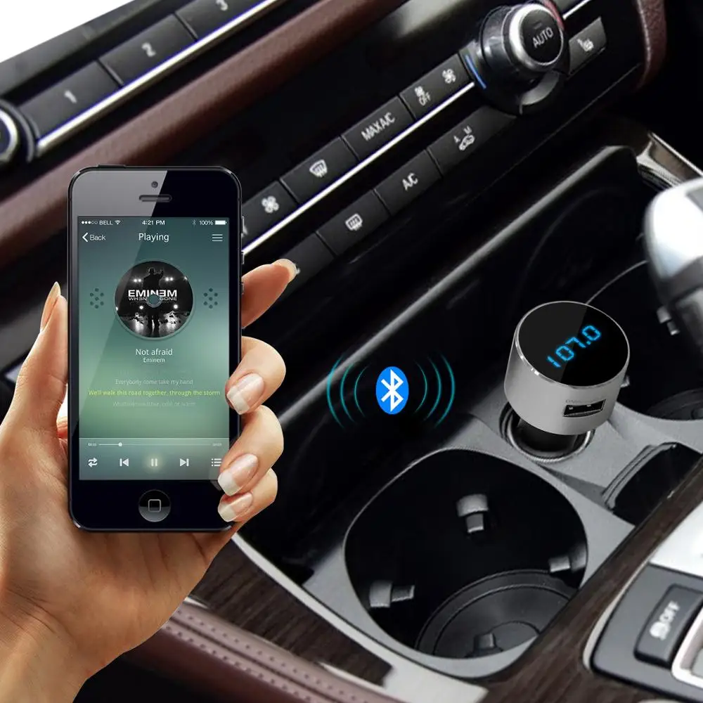 TeckNet 5 В/2.1A USB Автомобильное зарядное устройство с fm-передатчиком Bluetooth Handsfree FM модулятор зарядное устройство для телефона в автомобиле для iPhone Xiaomi