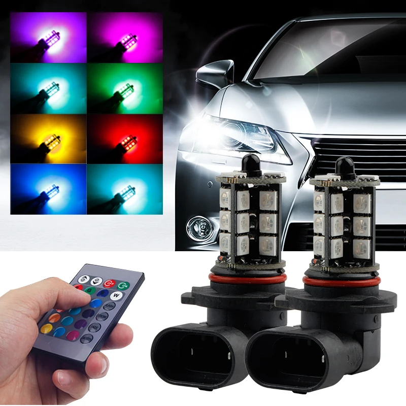 

1Set For H1 H3 H4 H7 H11 9005 9006 RGB LED Auto Car Headlight 5050 LED Fog Light Head Lamp Bulb With Remote Control Headlight