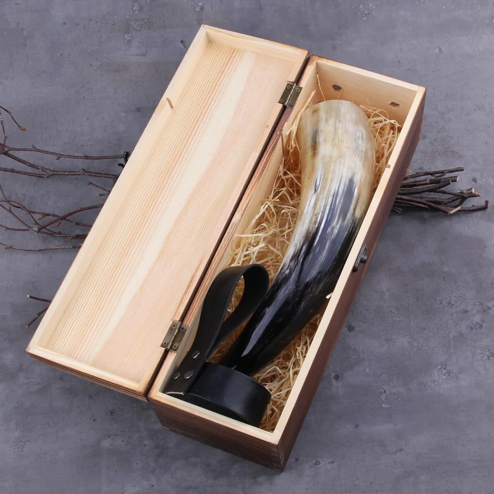 Ремесла домашнего реальные Viking рог для напитков кружка с кожаный чехол Ale пивной