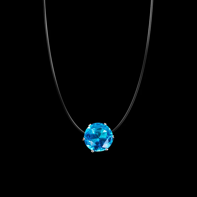 Blue crystal Женская прозрачная леска ожерелье невидимое ожерелье с подвесками на цепочке стразы колье ожерелье s ключица силиконовая цепь - Окраска металла: Blue crystal
