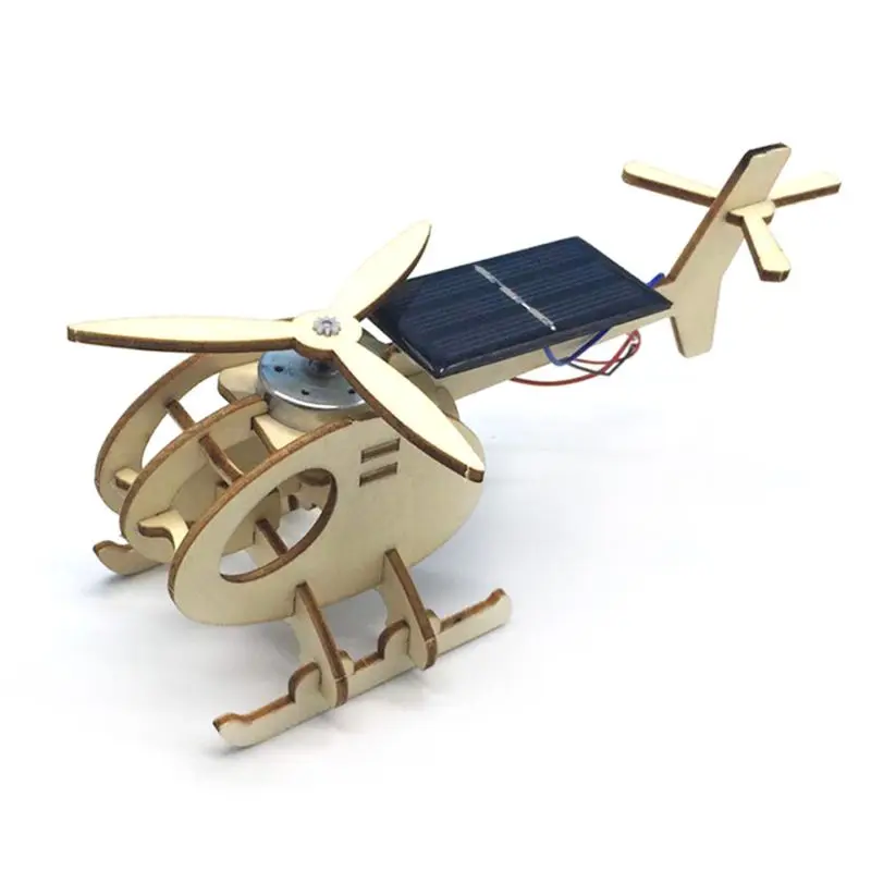 

3D Assemble Solar Powered Wood Powered Helicopter Plane Puzzle Wood Building Model Kit