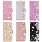 Блестящий кожаный чехол-книжка с отделением для карт и цветочным рисунком из страз для XiaoMi Redmi 9T K40 K40Pro Mi 11 Ultra POCO F3 M3 Coque