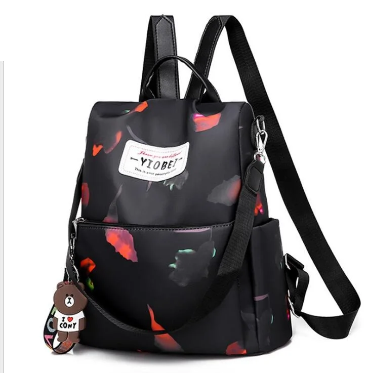 Black flower Mochilas mujer новая ткань Оксфорд водонепроницаемый студент сумка Повседневная Рюкзак женские уличные сумка mochila feminina CL05 - Цвет: Black flower