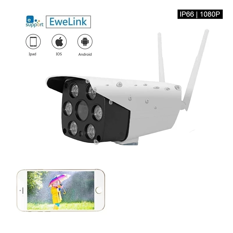 

Smart Home eWeLink Camera 1080P HD Color Sensor IP66 Waterproof Dustproof Outdoor Intelligent Video Recorder