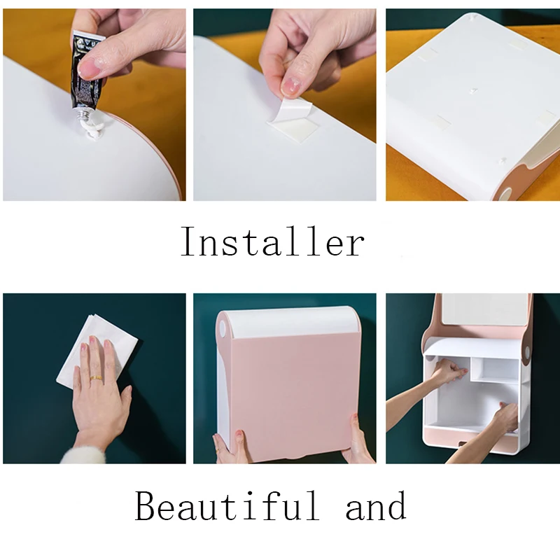 

Wall-Mounted Cosmetic Storage Box Perforated Free Wall Storage Box Household Bathroom large-capacity Skin Care Product Rack