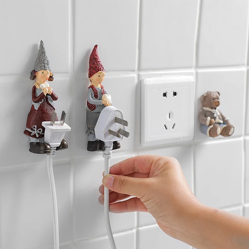 

New Resin Socket Power Hook Storage Rack Strong Sticky Hook Plug Bracket Cab Kitchen Accessories Decor
