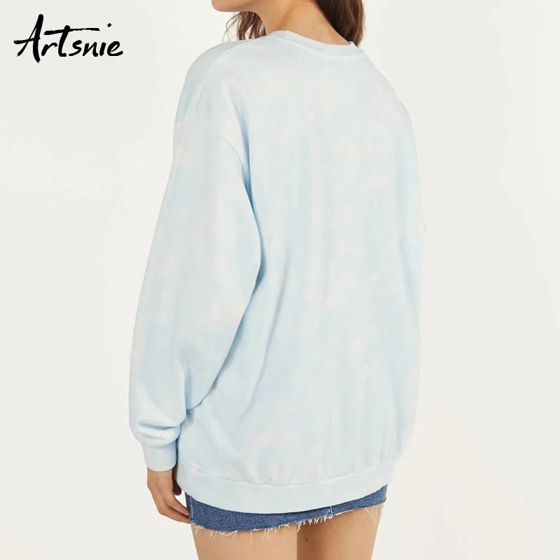 

Artsnie cartoon print women sweatshirt spring 2020 o neck long sleeve oversized hoodies streetwear casual sweatshirts femme