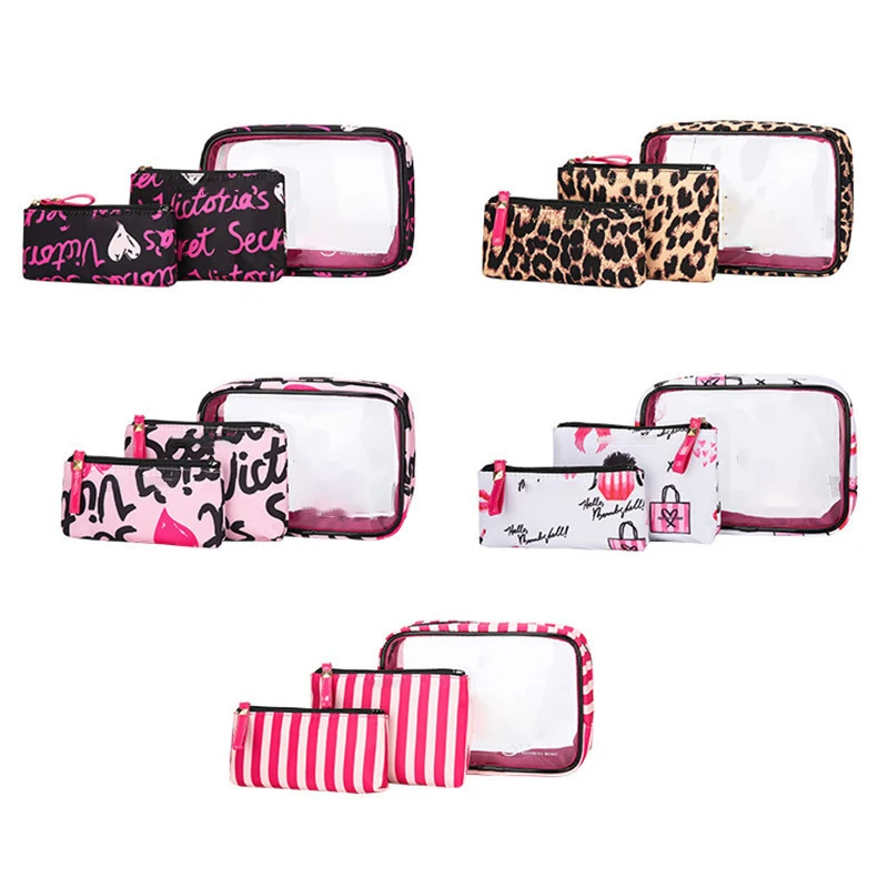 

3Pcs/Set Travel Toiletry Bags Waterproof Storage Pouch for Women Zipper Style Large Capacity Multifunction Makeup Bag