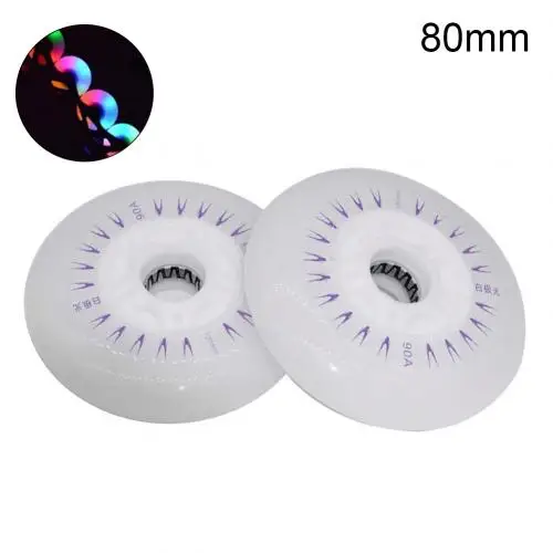 Multi Color 80mm Комплект из 2 предметов, детская одежда на рост 80, 76/72 мм встроенный Инлайн ролики с расположением колес колесики Скорость кататься на коньках светодиодный Раздвижные каток мигающий светильник крутящихся колесиках - Цвет: Multi Color 80mm