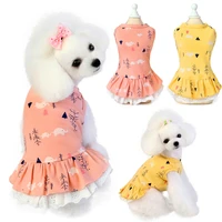 summer dog printed puppy dog cat dresses cute sleeveless dog clothing soft cotton pet clothing for dogs cats pets skirt dress