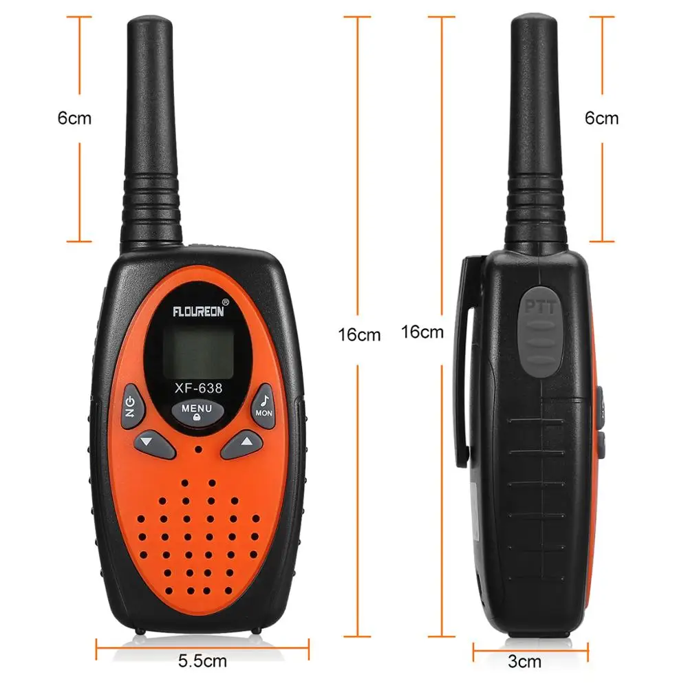 Floureon 22/8 каналов 2 шт Детская рация FRS/GMRS 462/467MHZ PMR 446MHZ VOX двухстороннее радио 3 Miles