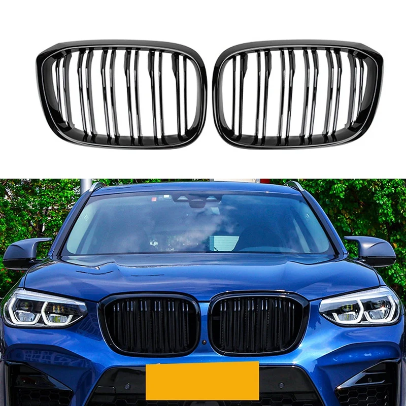 

Автомобильная глянцевая черная двухрядная Решетка переднего бампера для-BMW X3 X4 G01 G02 G08 18-20
