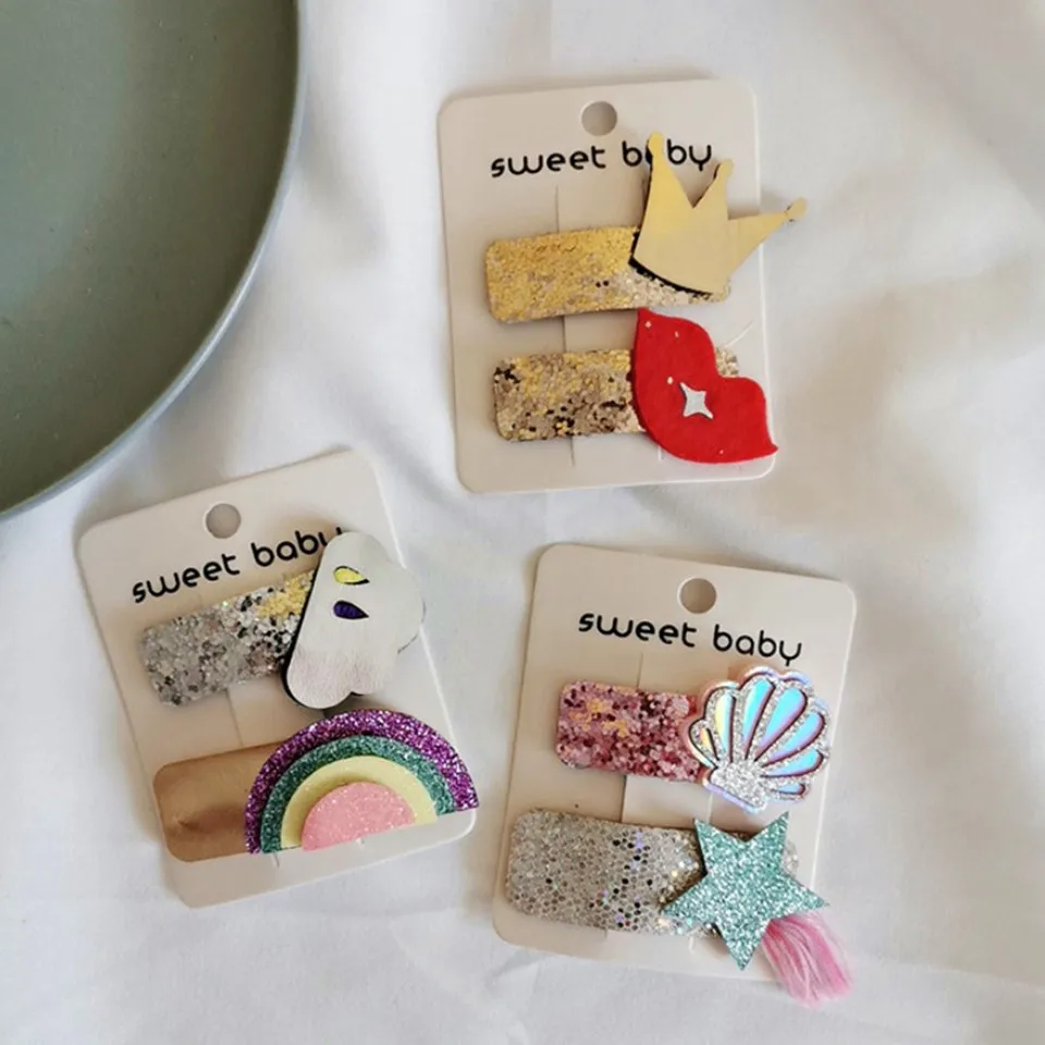 Корейский стиль Единорог детские заколки для волос блёстки Радуга ручной работы