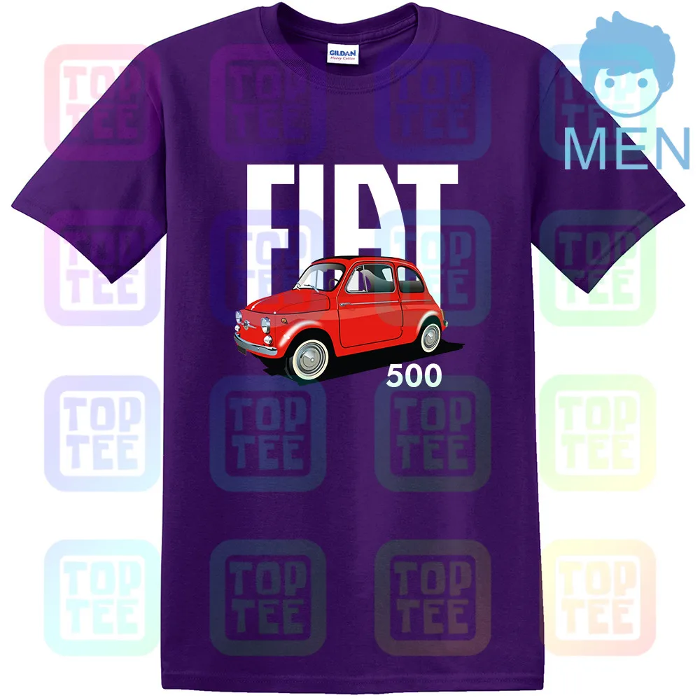 Фиолетовый Классический итальянский Fiat 500 Футболка Винтаж ретро автомобиль дизайн Прохладный унисекс - Цвет: Фиолетовый
