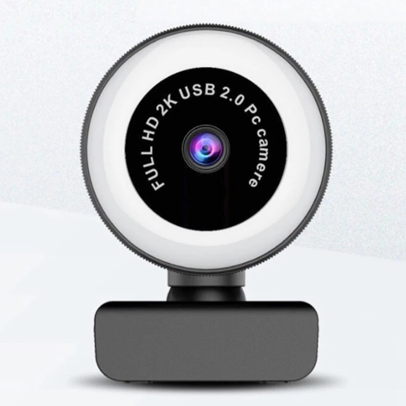 

5MP HD Webcam with Microphone LED Web Camera for Computer PC Video Recording Webcams Auto-Focus Adjustable Base Cam USB