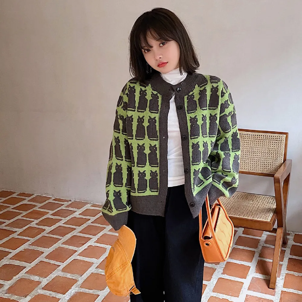 

Sweater Women Solid Color Soft Knitted Sweater O Neck Sweet Sweater Autumn Home Wear Cardigan Loose Long Sleeve Sweaters Women