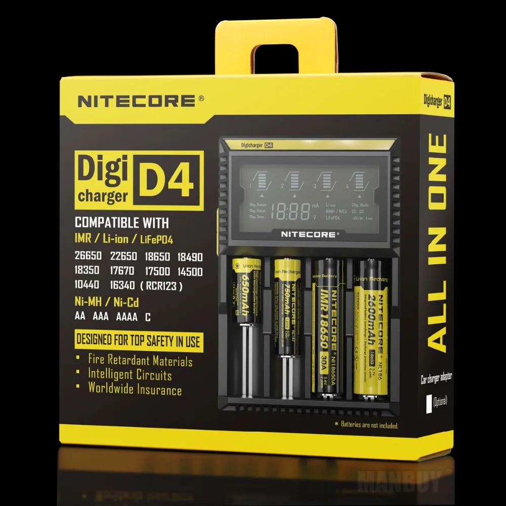 Новинка 2021 зарядное устройство NITECORE D4 с ЖК дисплеем интеллектуальная схема