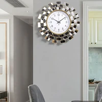 luxury creative wall clocks nordic round living room minimalist mirror wall clock metal silent wanddeko bedroom decor dm50wc