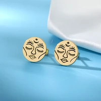 rxsmll human face stud earrings for women fashion stainless steel gold sliver color earring party jewelry accessories gifts 2021