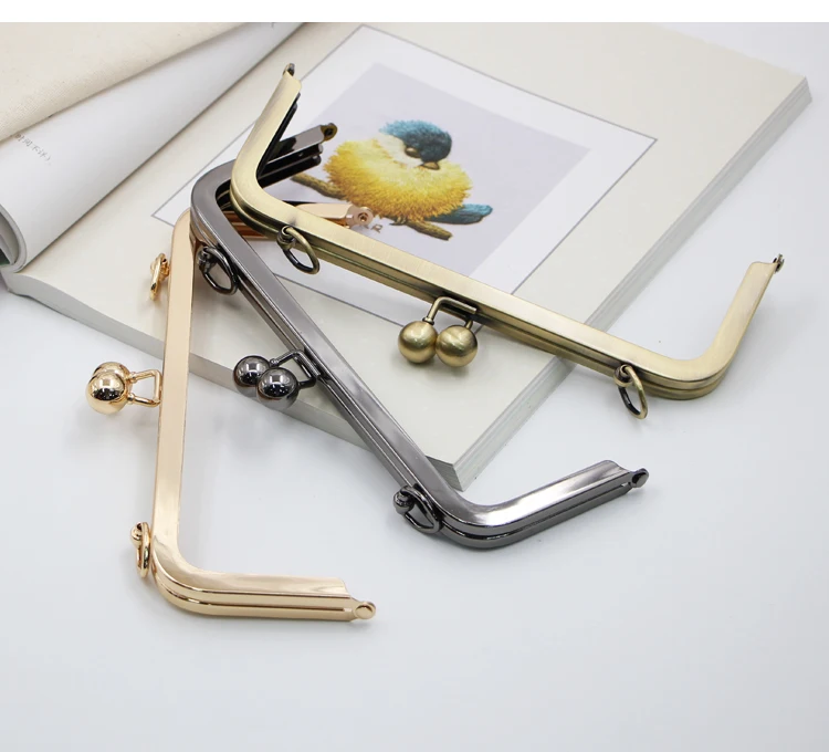 2 шт 20,5 см Прямоугольный Мешок Кошелек Рамка винт DIY часть высокое качество сумка фурнитура металлический шар застежка Золотая сумка с декором из жёлтой меди крючок вешалка