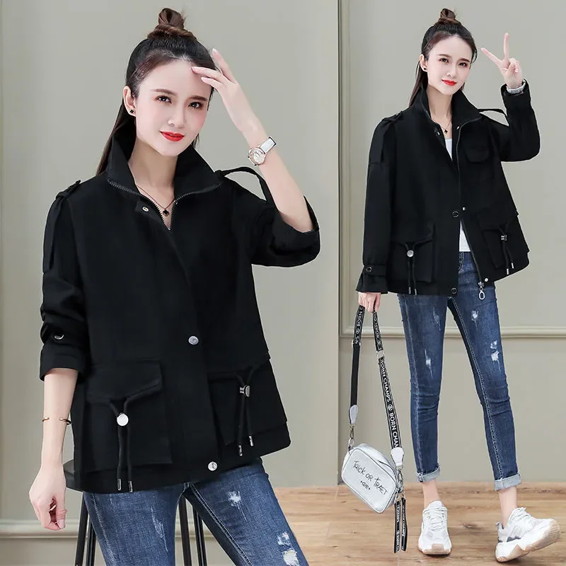 

Women's 2022 Spring And Autumn New Windbreaker Jacket Retro Coat Baseball Uniform Tooling Short Outwear Female L410