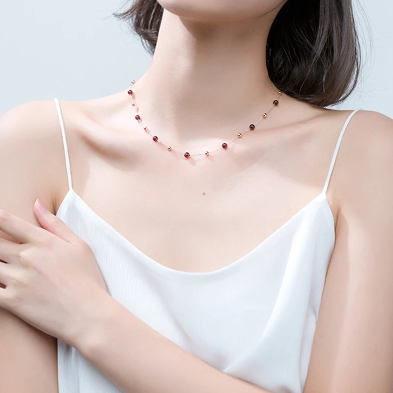 Ожерелье из стерлингового серебра 925 пробы цепь ручной работы каменные бусины